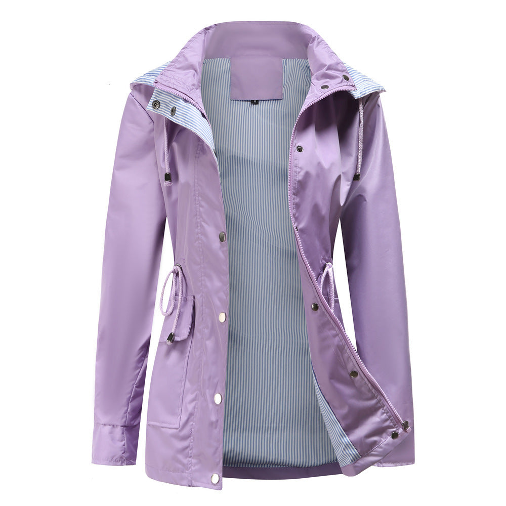 Detachable Hood Trench Women's Plus Size Jacket
