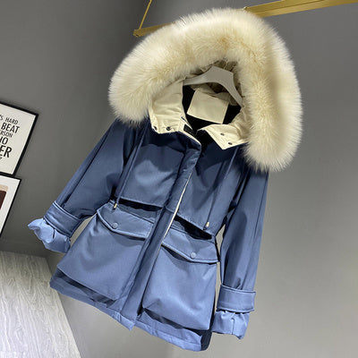 Hooded Faux Fur Collar Jacket