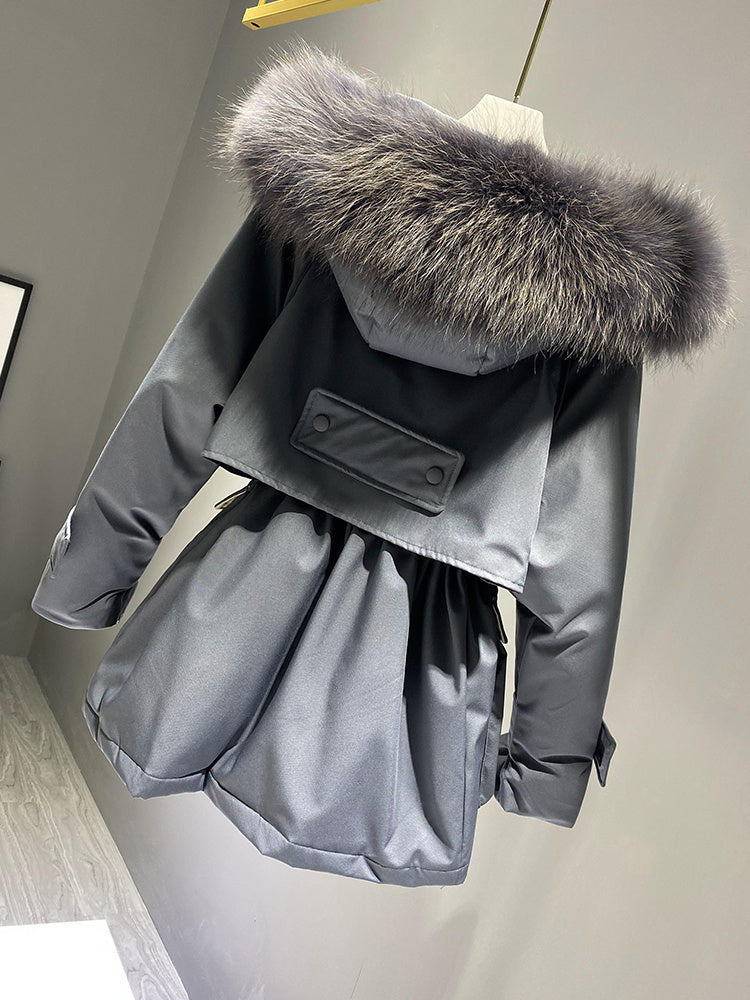 Hooded Faux Fur Collar Jacket
