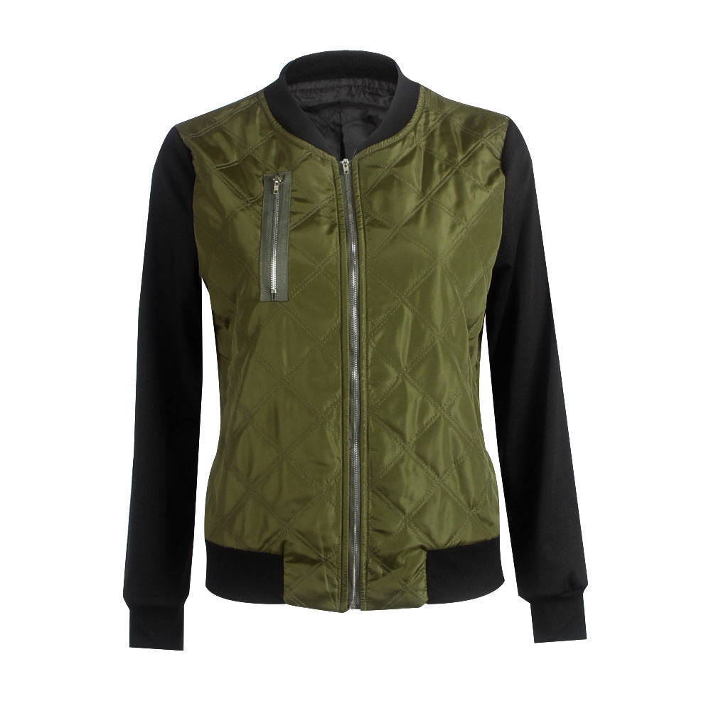 Solid Color Zipped Cotton Women's Jacket