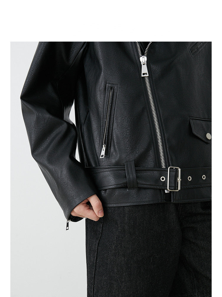 Spring Locomotive Oversize Leather Jacket