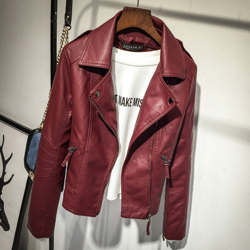 Small Suit Autumn Motorcycle Leather Jacket