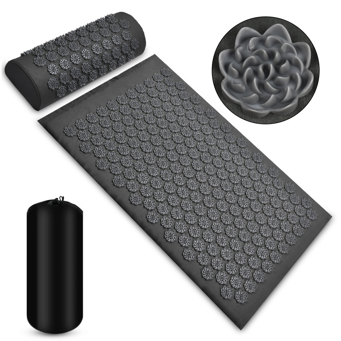 Acupressure Massage Mat With Needles Set Back Massager For Neck Foot With Pillow