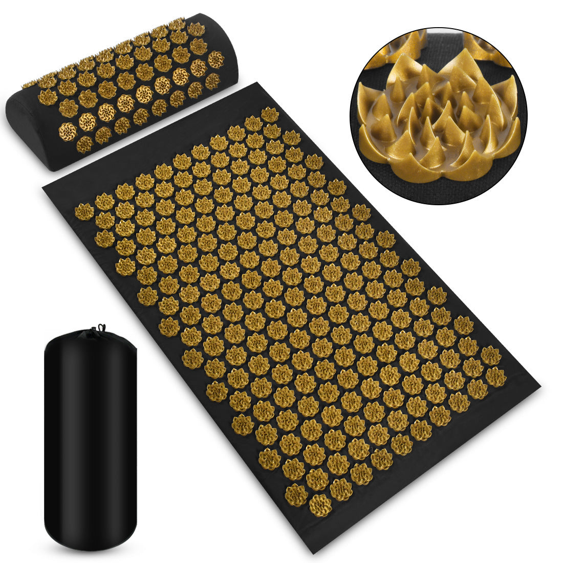 Acupressure Massage Mat With Needles Set Back Massager For Neck Foot With Pillow