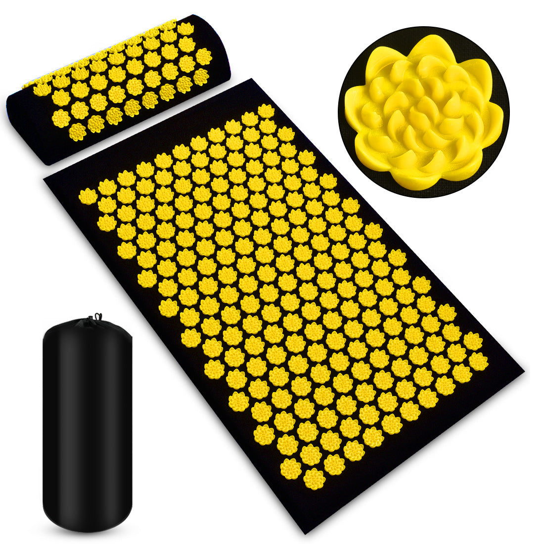 Acupressure Massage Mat With Needles Set Back Massager For Neck Foot With Pillow