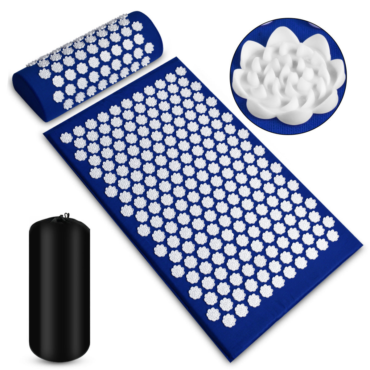 Acupressure Massage Mat With Needles Set Back Massager For Neck Foot With Pillow