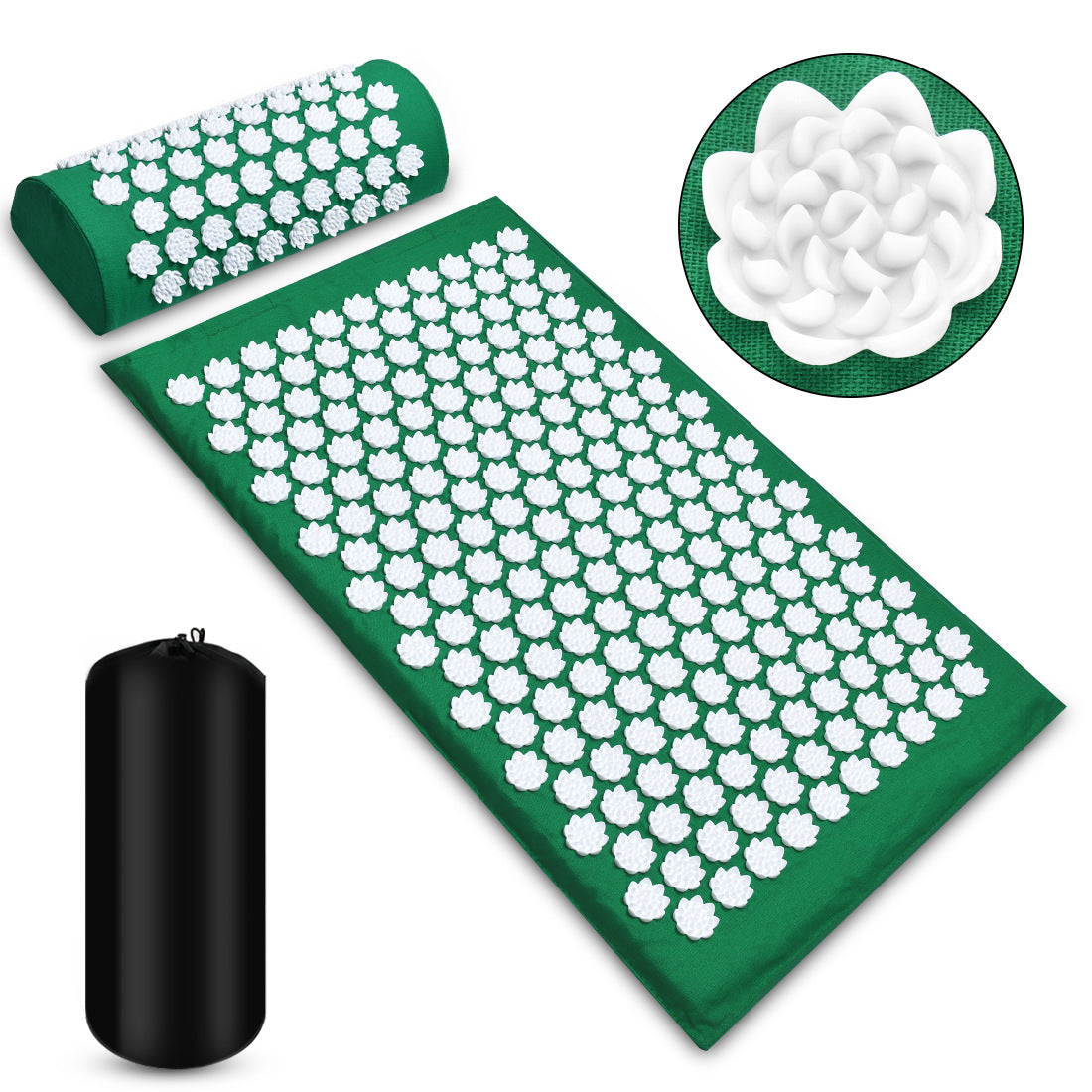 Acupressure Massage Mat With Needles Set Back Massager For Neck Foot With Pillow