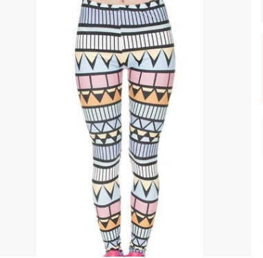 Printed thin pencil feet pants stretch big ladies yoga pants leggings