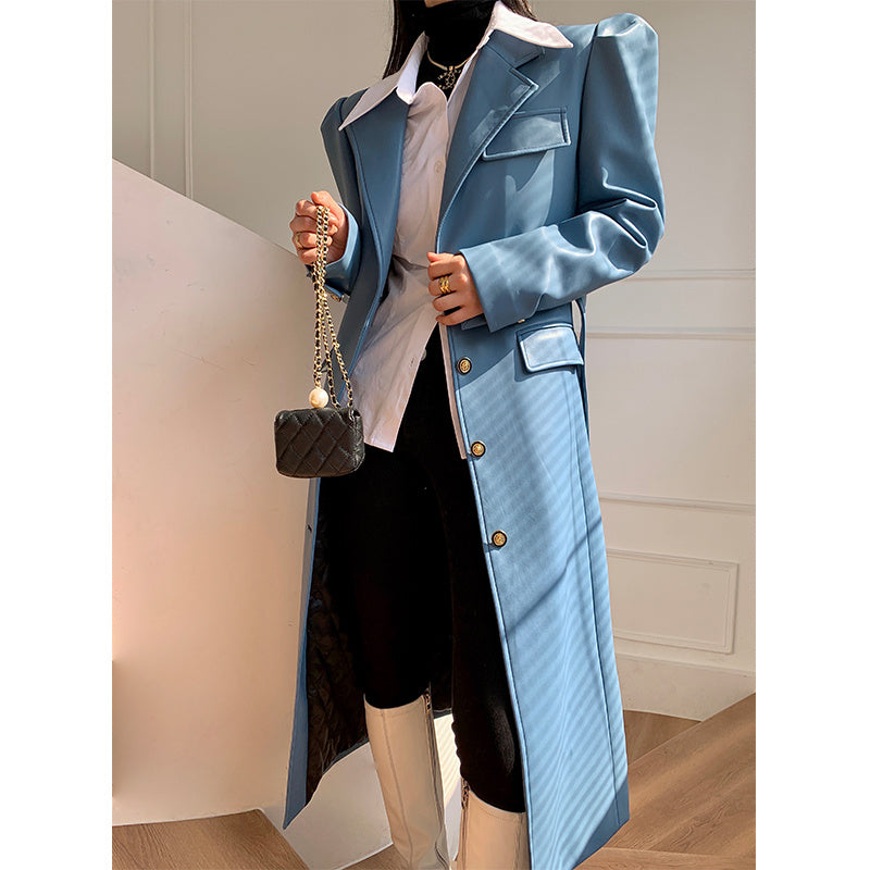 Long Leather Over The Knee Jacket