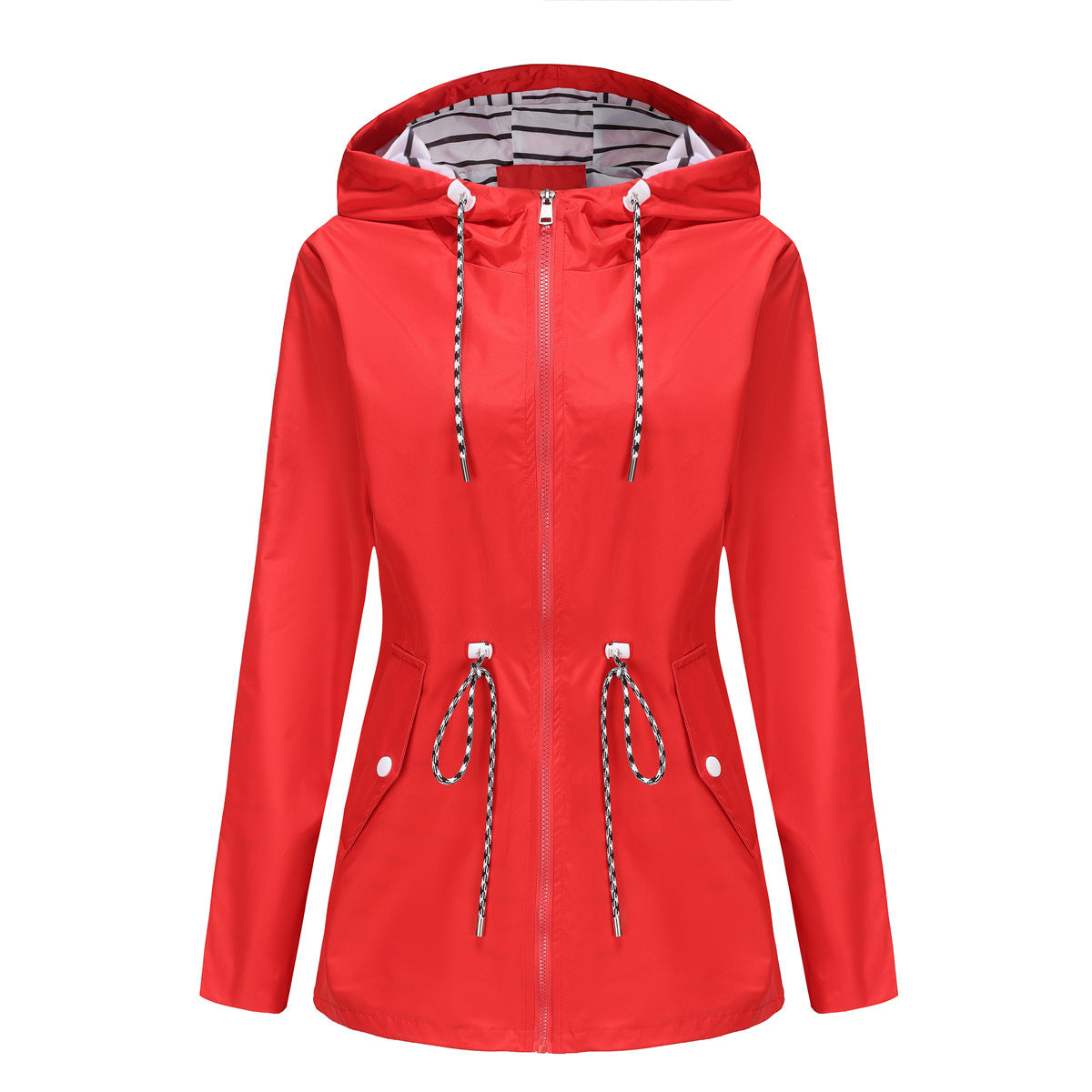 Long Sleeved Splashproof Mid Length Hooded Jacket
