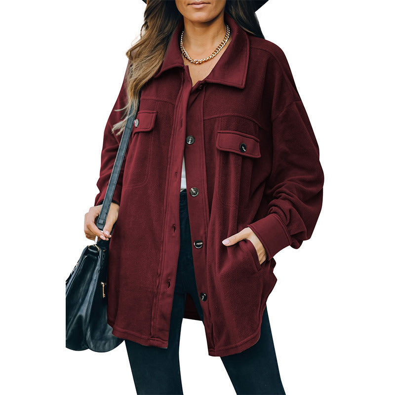 Lapel Fleece-breasted Cardigan Jacket