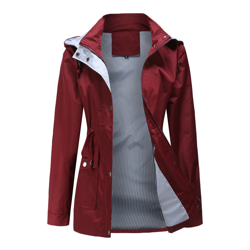 Detachable Hood Trench Women's Plus Size Jacket
