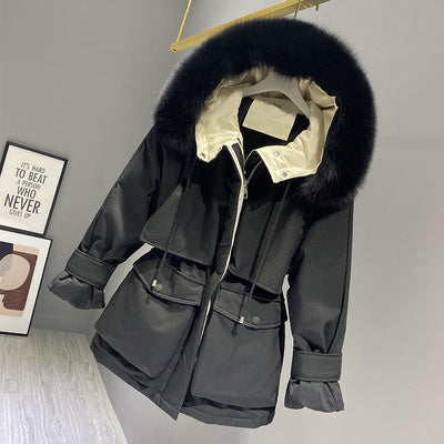 Hooded Faux Fur Collar Jacket
