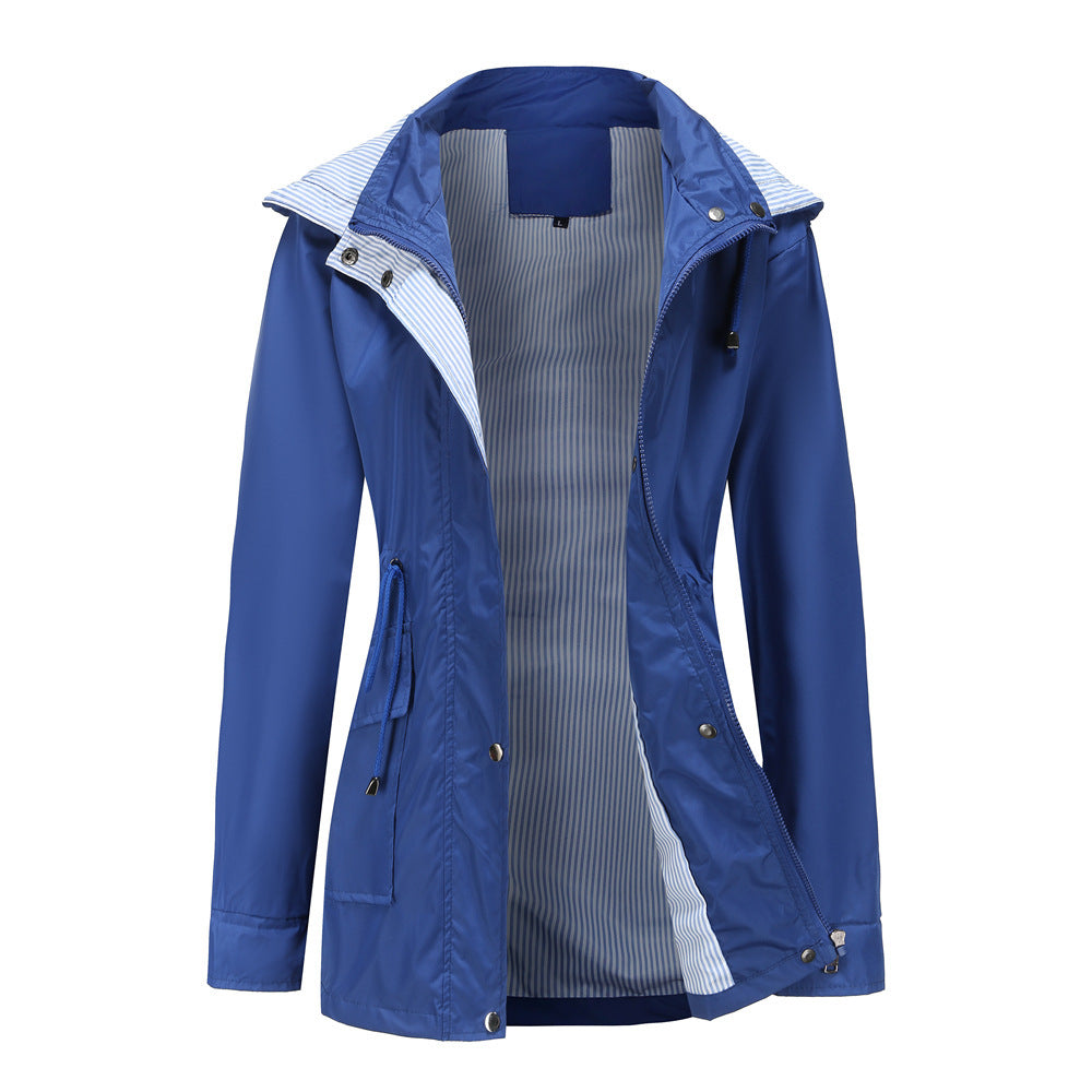 Detachable Hood Trench Women's Plus Size Jacket