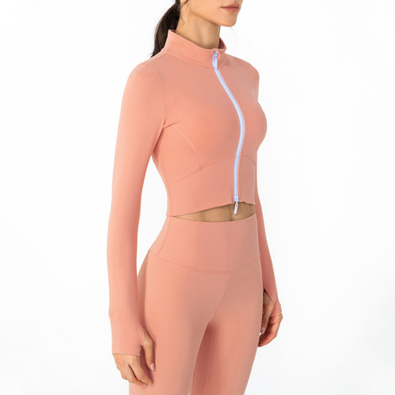 Long Sleeve Jacket Stand Collar Top