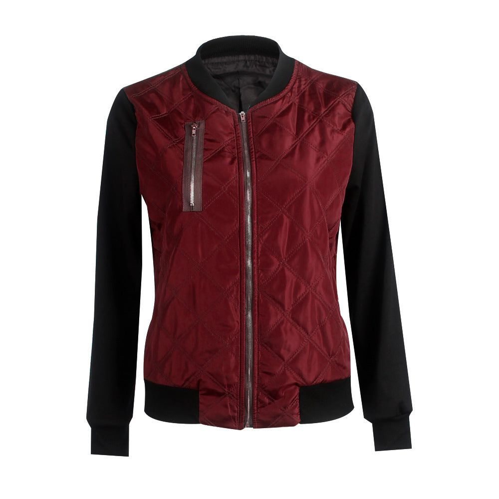 Solid Color Zipped Cotton Women's Jacket
