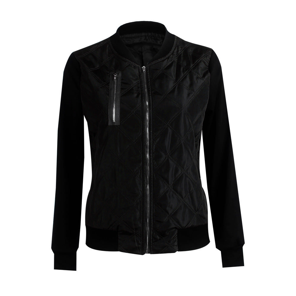 Solid Color Zipped Cotton Women's Jacket