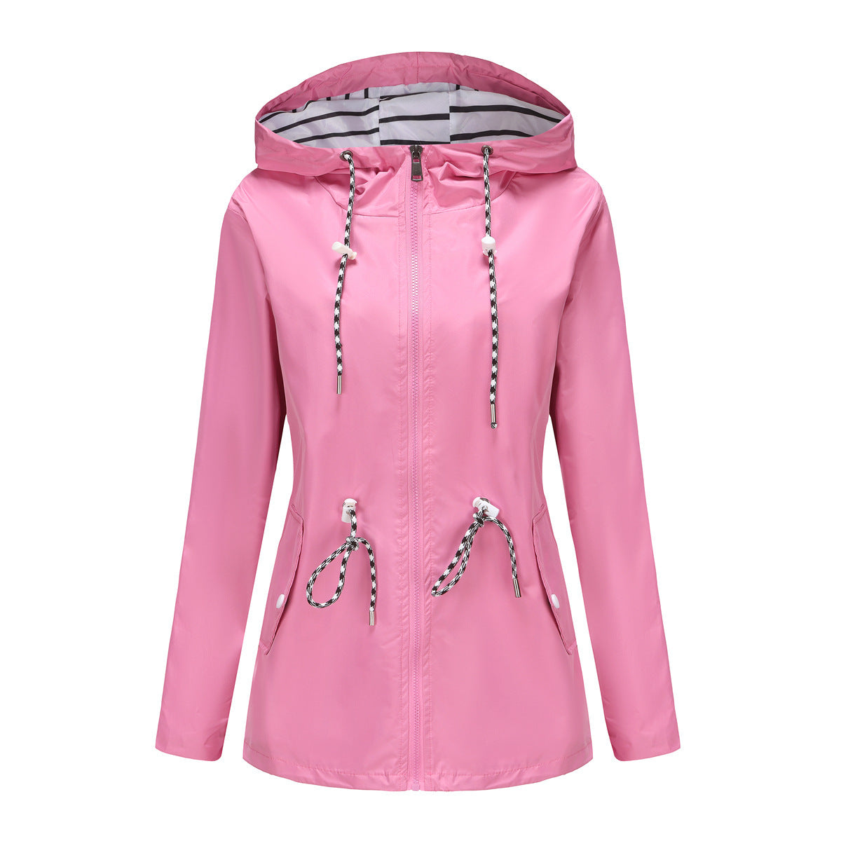 Long Sleeved Splashproof Mid Length Hooded Jacket