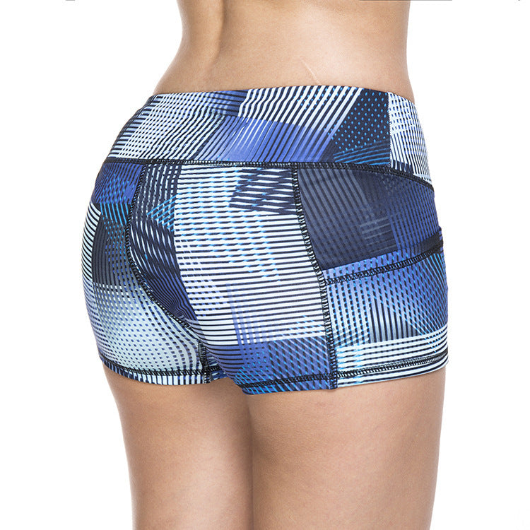 Running fitness ladies shorts high stretch sweat wicking yoga printing sports shorts