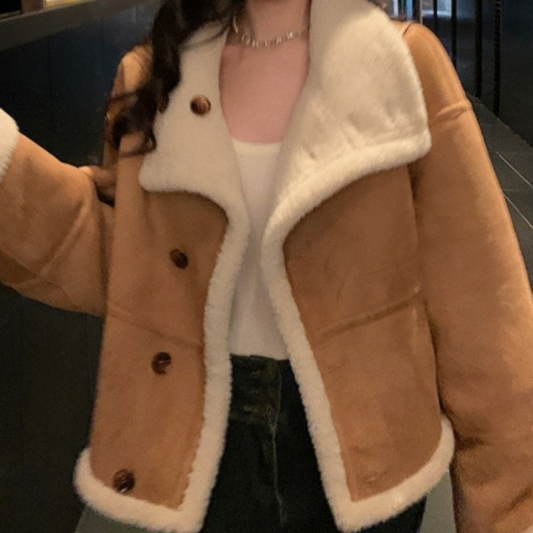 Loose Lapels Stitching Thickening Jacket