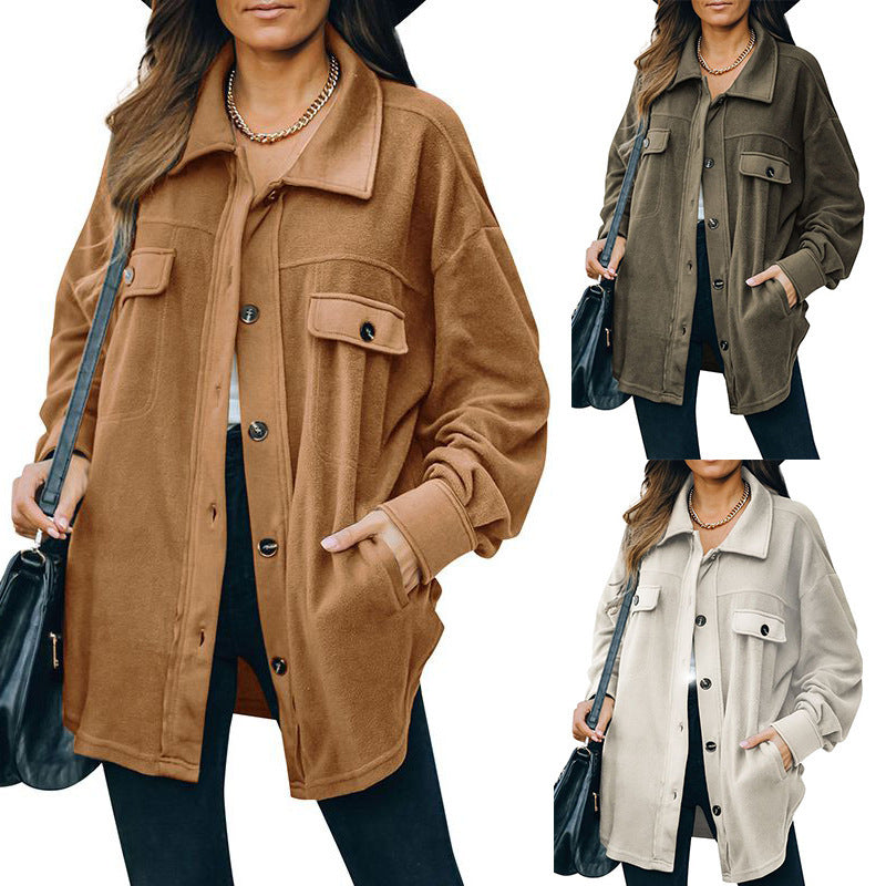 Lapel Fleece-breasted Cardigan Jacket