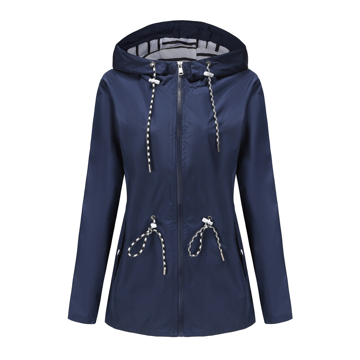 Long Sleeved Splashproof Mid Length Hooded Jacket