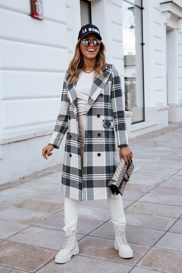 Plaid Woolen Coat