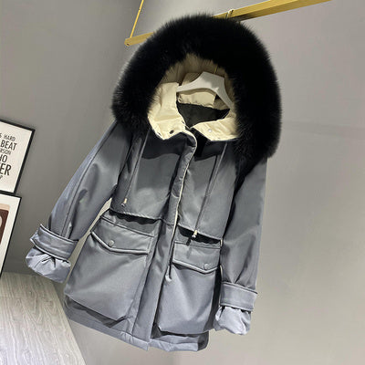 Hooded Faux Fur Collar Jacket