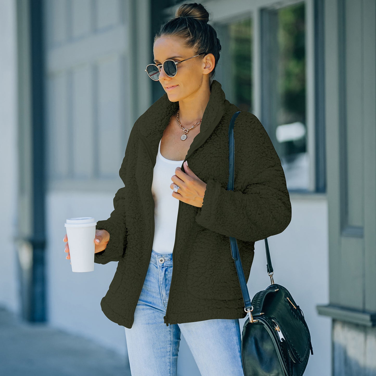 Fashionable Plush Warm Women's Jacket