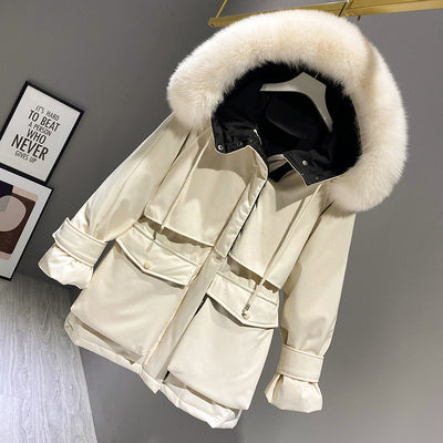 Hooded Faux Fur Collar Jacket