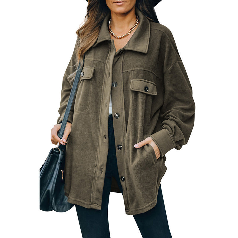 Lapel Fleece-breasted Cardigan Jacket