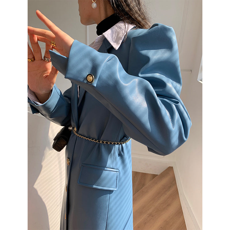 Long Leather Over The Knee Jacket