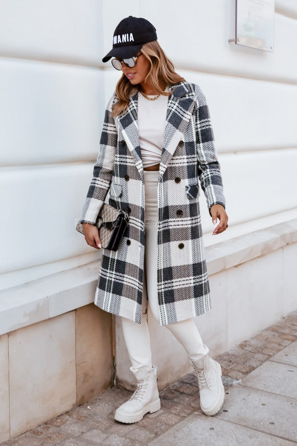 Plaid Woolen Coat