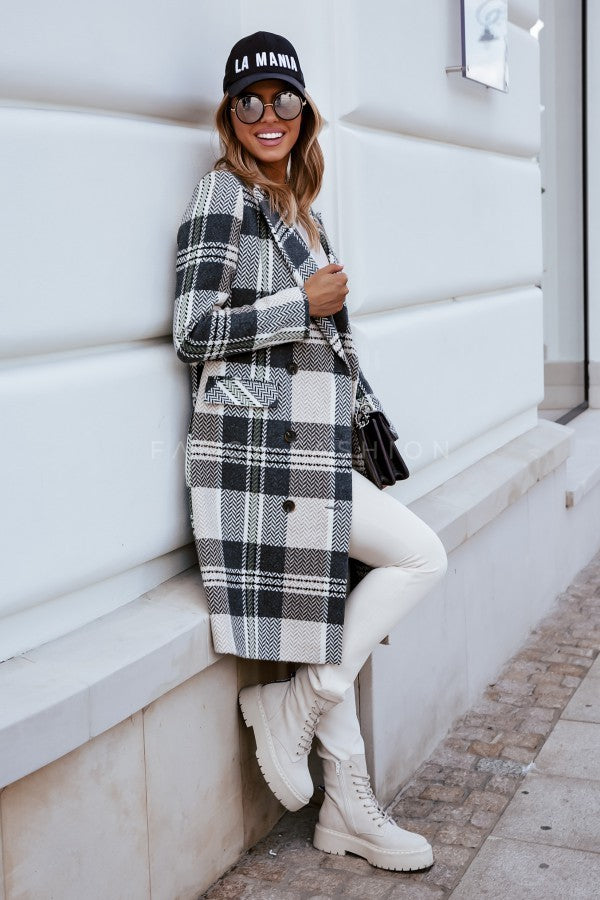 Plaid Woolen Coat