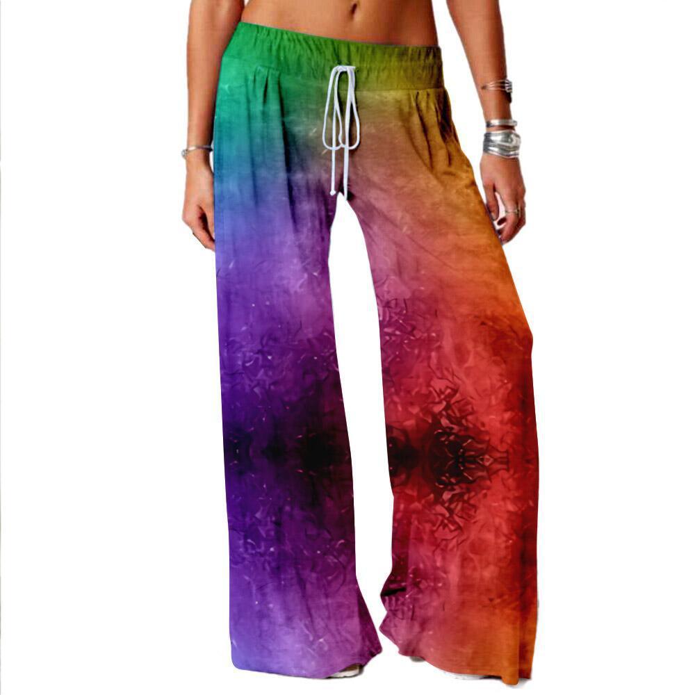Wide Leg Yoga Pants Women's Loose 3D Digital Printing Straight-leg Pants