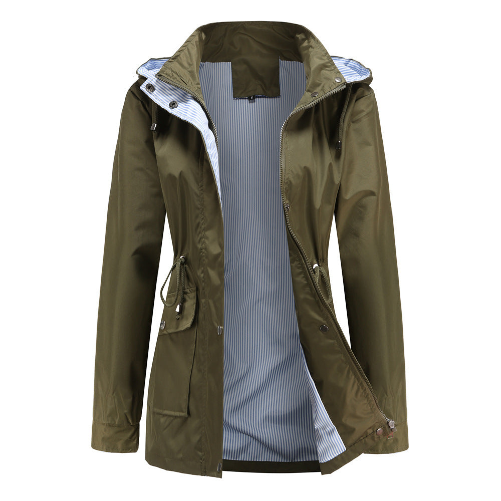 Detachable Hood Trench Women's Plus Size Jacket
