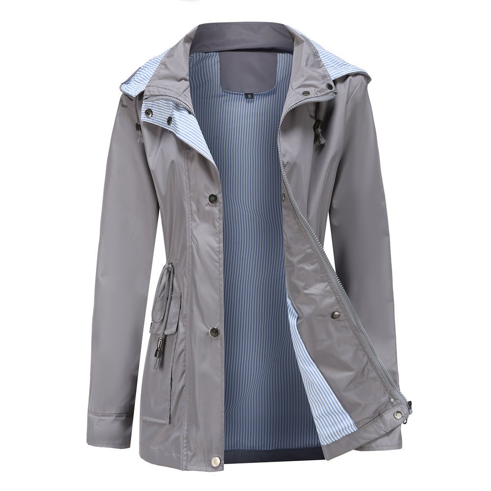 Detachable Hood Trench Women's Plus Size Jacket