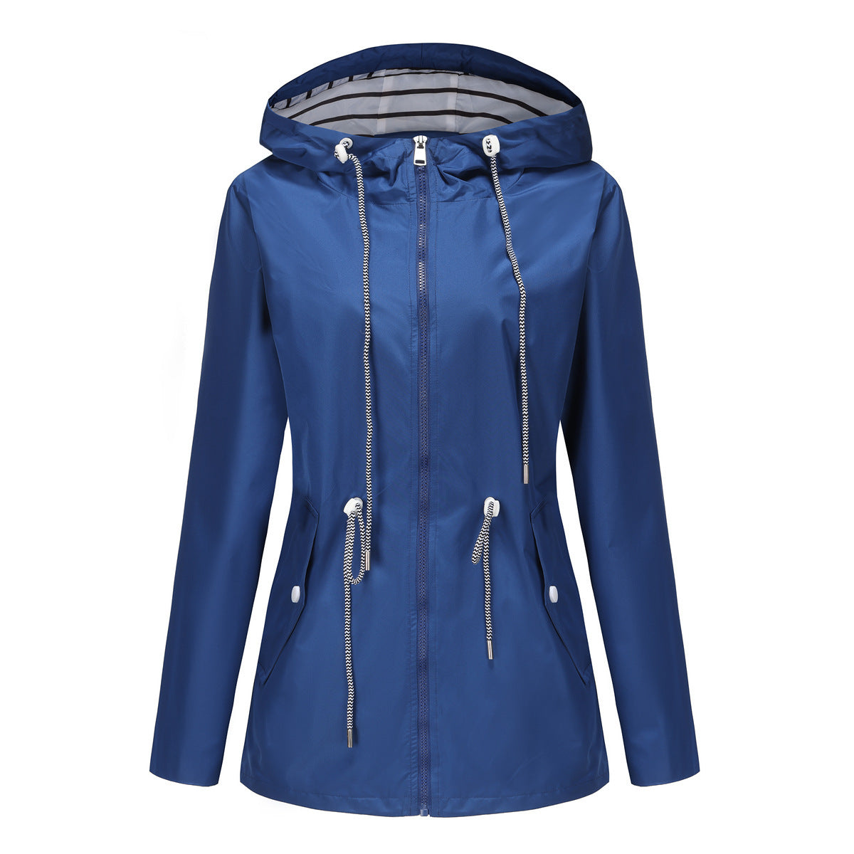 Long Sleeved Splashproof Mid Length Hooded Jacket