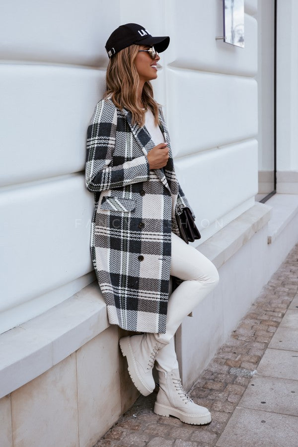 Plaid Woolen Coat
