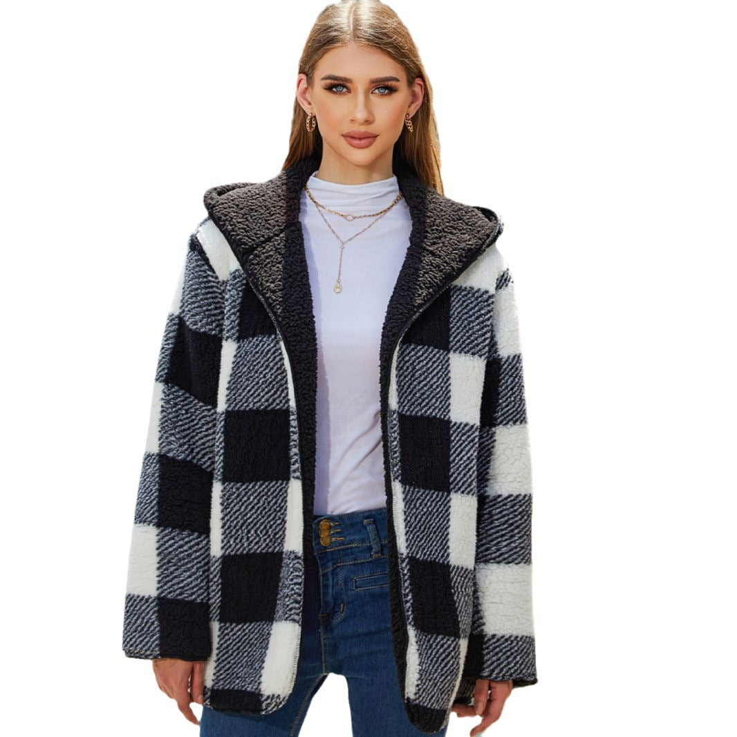 Warm And Loose Plaid Jacket