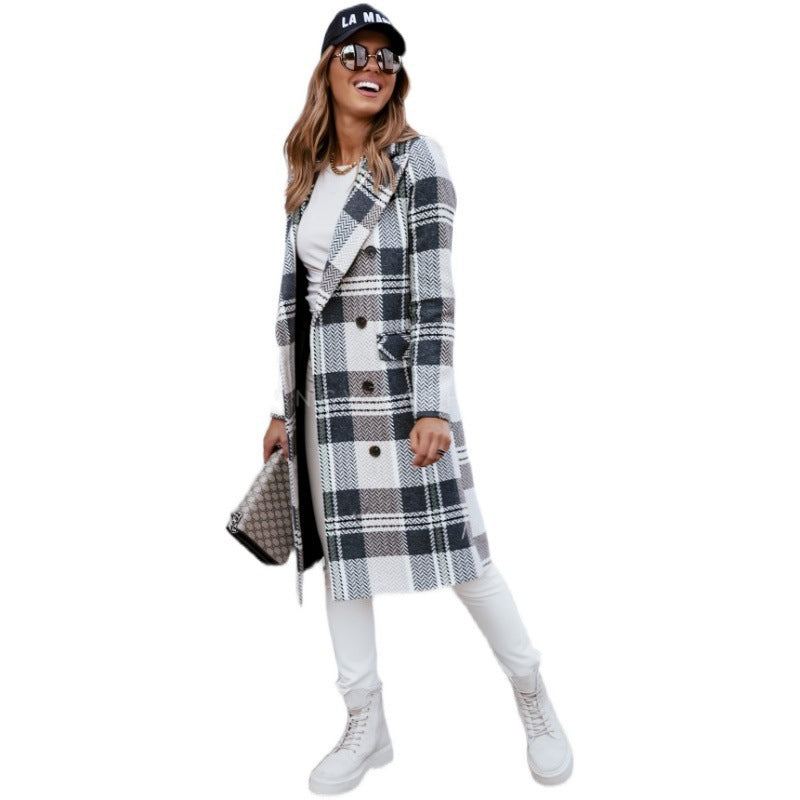 Plaid Woolen Coat