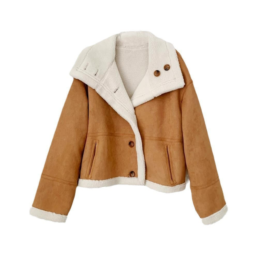 Loose Lapels Stitching Thickening Jacket