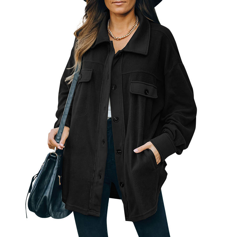 Lapel Fleece-breasted Cardigan Jacket