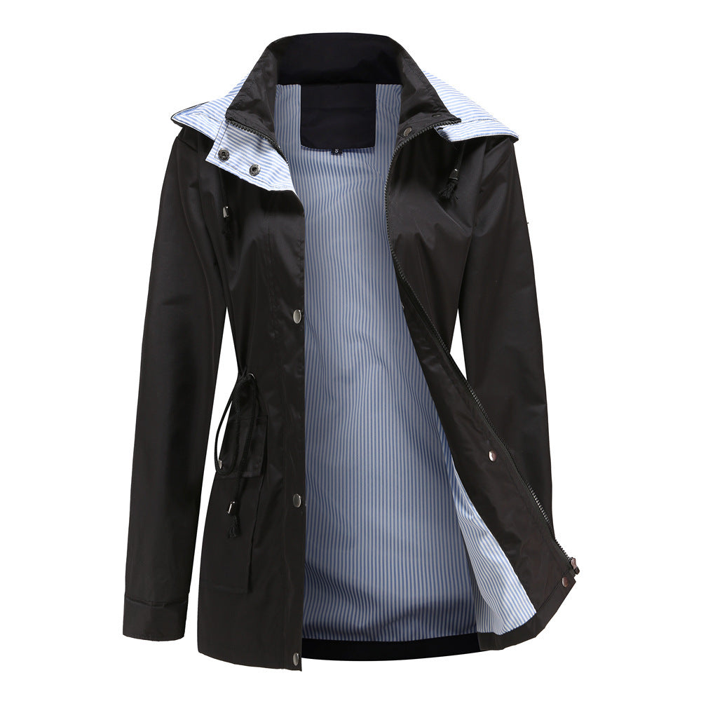 Detachable Hood Trench Women's Plus Size Jacket