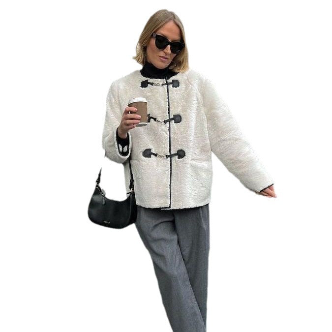 Cashmere Metal Lock Catch Cardigan Women's Jacket