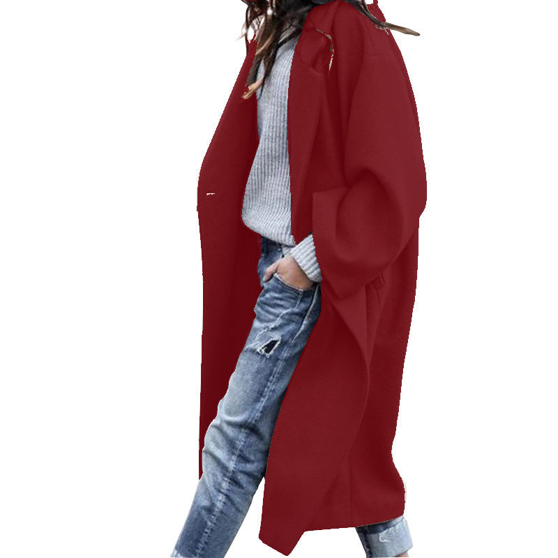 Long Jacket With Pockets Woolen Coat