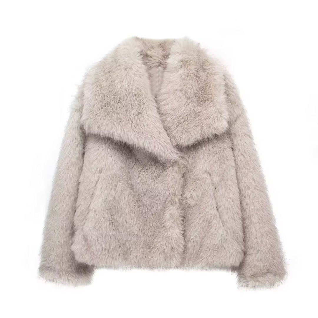 Winter Plush Coat Thicken Lapel Tops Womens Clothing