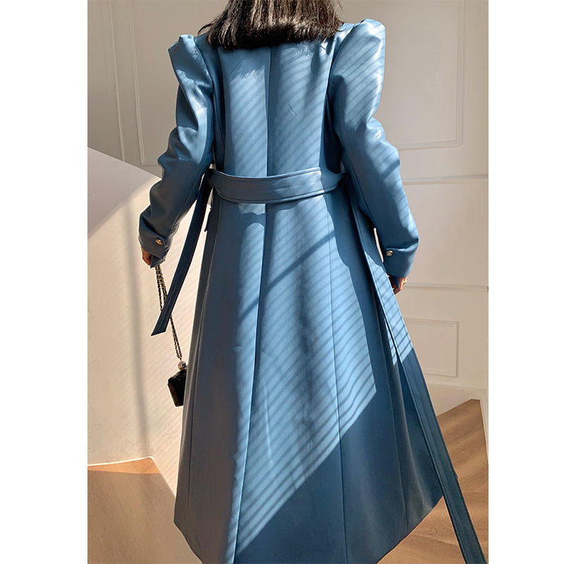 Long Leather Over The Knee Jacket