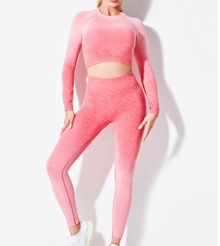 Long Sleeve Suit Women Seamless Gradient Fitness Wear