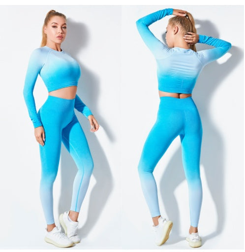 Long Sleeve Suit Women Seamless Gradient Fitness Wear